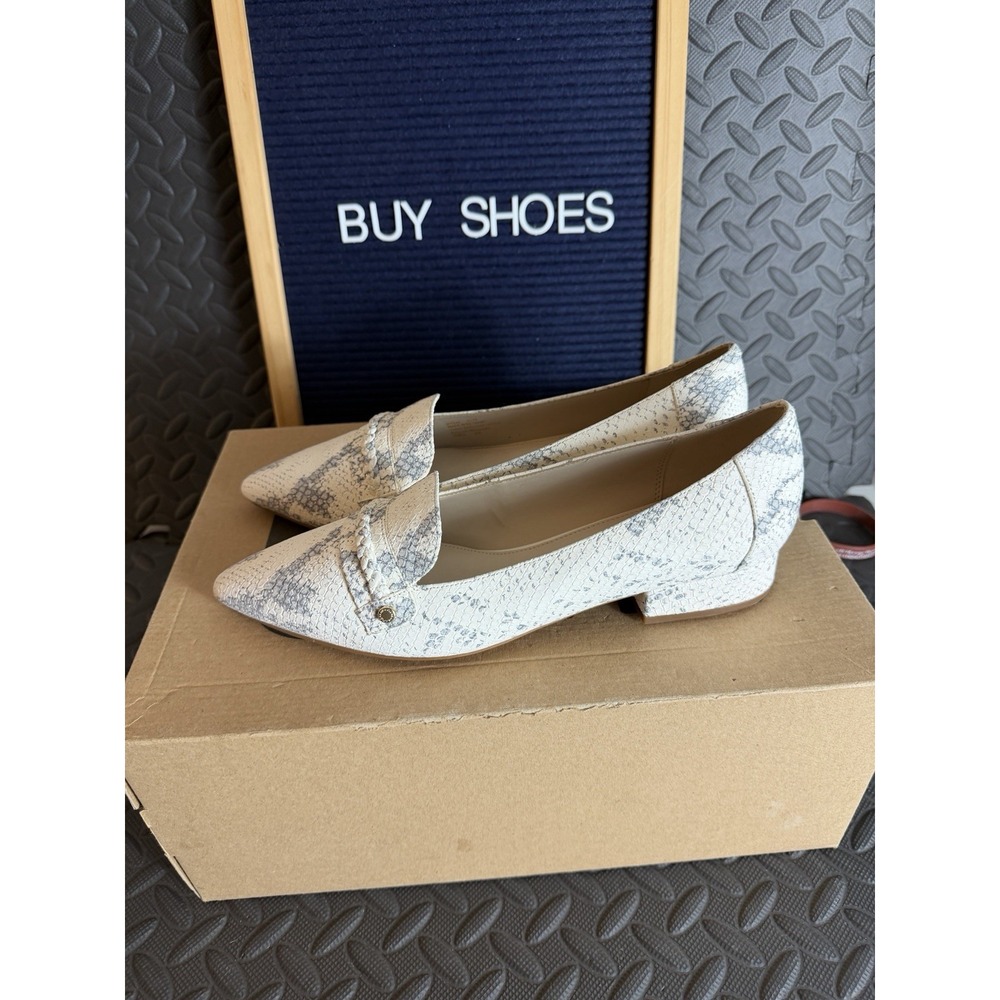 Cole Haan Mabel Skimmer Chalk Python Pointed Toe Loafer Women Size 8.5 B EUC!